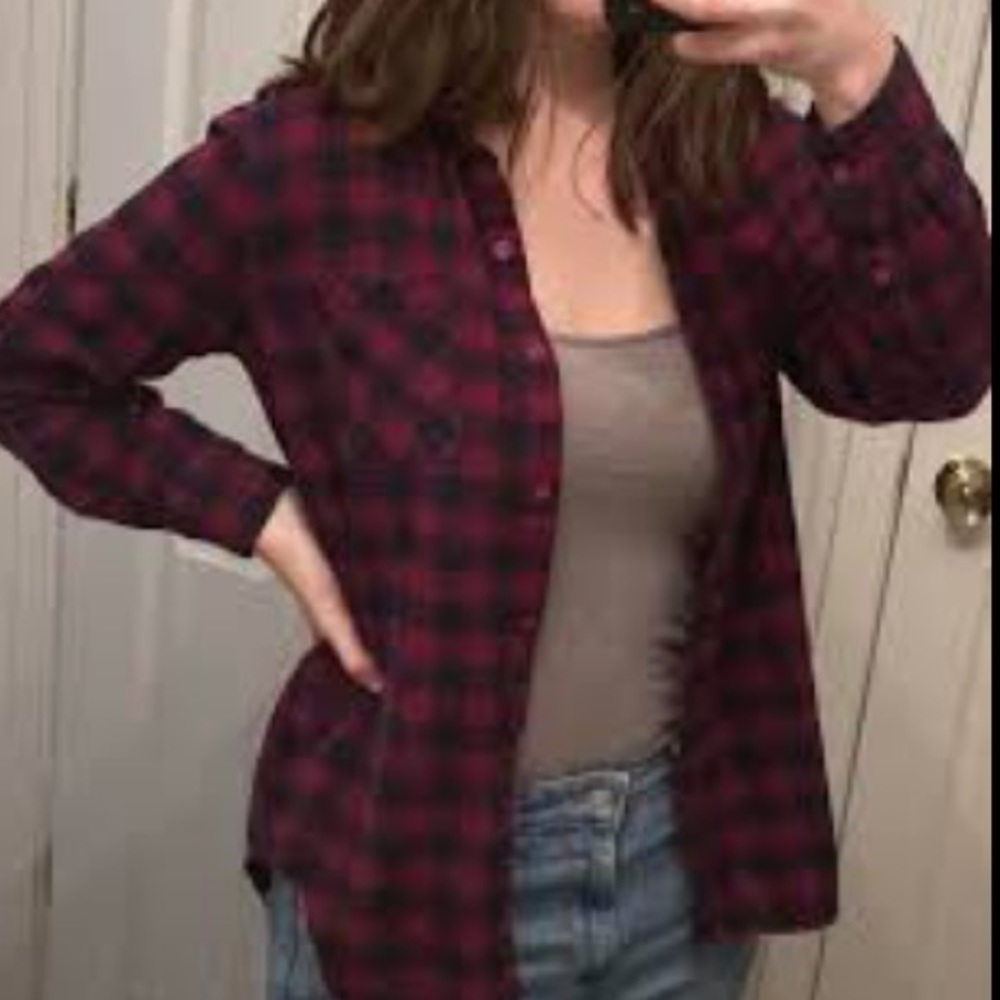 BANANA REPUBLIC Boyfriend Fit Womens Plaid Flannel Shirt | XS